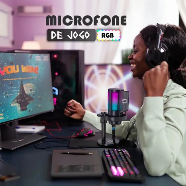 Microfone Gamer Condensador Podcast Alta Sensibilidade Rgb Tomate MT-1060R - Foto 2