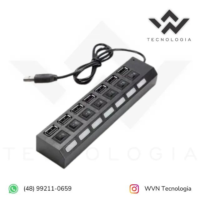 Hub USB 7 Portas 2.0 Multi Entradas com Chave Seletora  - Foto 2