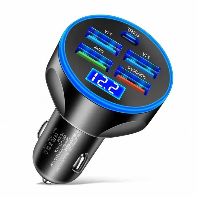 Fonte veicular Turbo com Tipo C e 4 USB (Nova) Não entrego 
