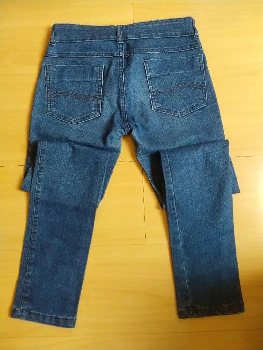 Calça Jeans Infantil Lisa Azul Escuro Skinny Cintura Baixa MXTN Tam 14 - Foto 2