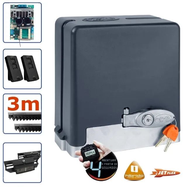 Kit Motor de Portão Eletrônico Ppa DZ Stark 650Kg Jetflex Automatizador Automático Bivolt - Foto 2
