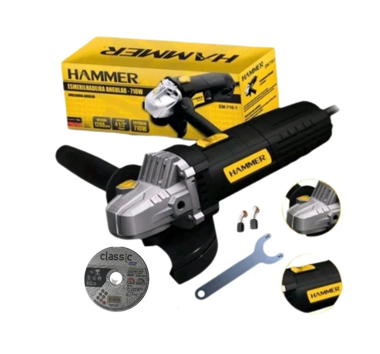 Esmerilhadeira/Lixadeira 710W, 127V + Disco abrasivo Hammer