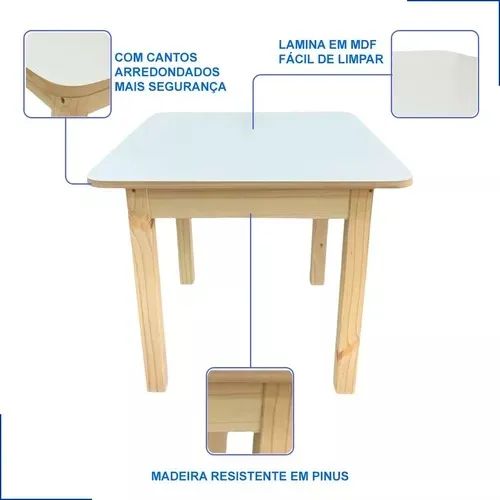 Mesa Infantil De Madeira Sem Pintura Com Baú Tampo Em Mdf - Foto 3