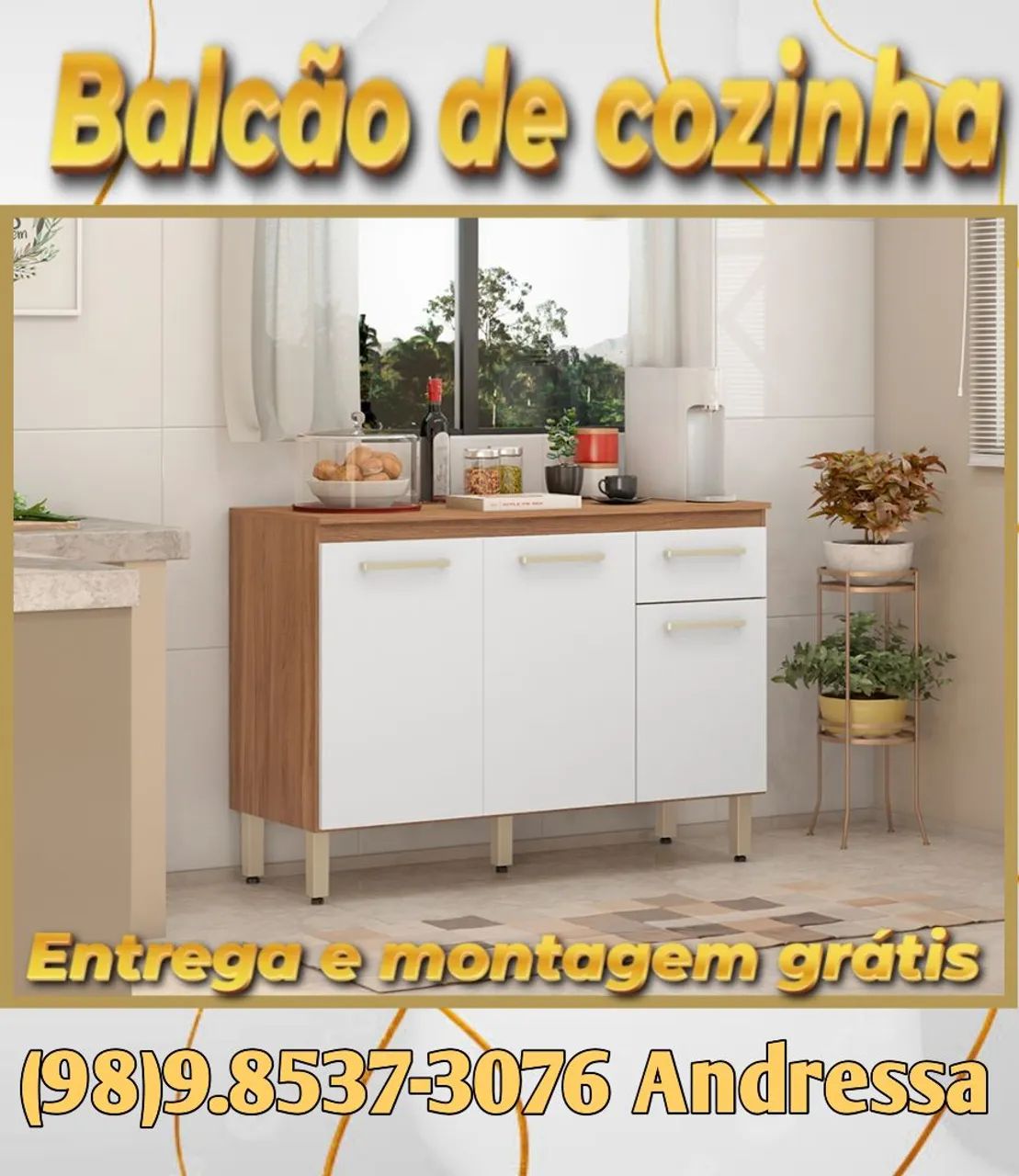 Balcão de cozinha branco entrega e montagem grátis 