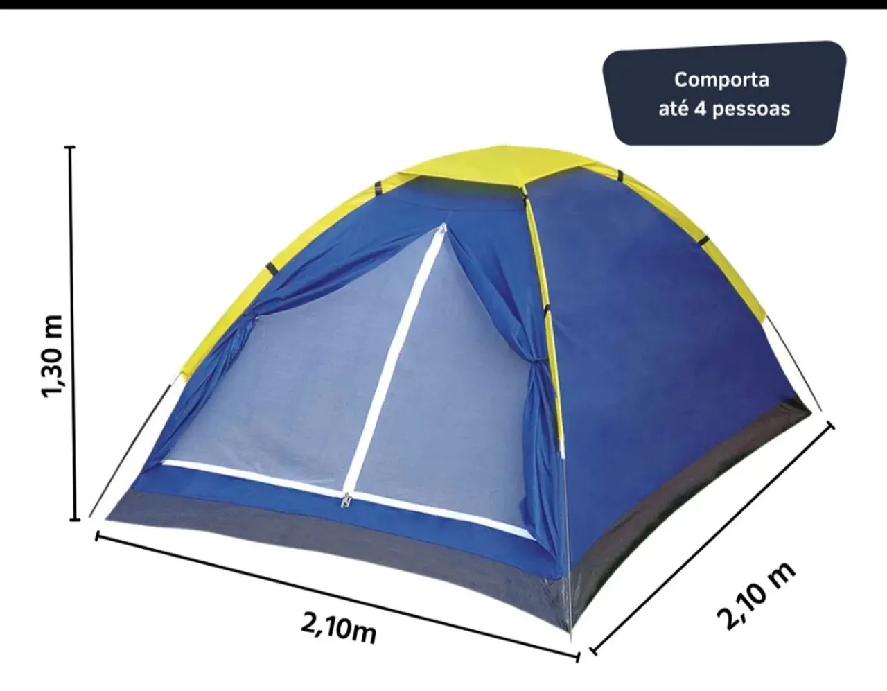 Barraca de Camping Azul para 4 Pessoas - 2,10m