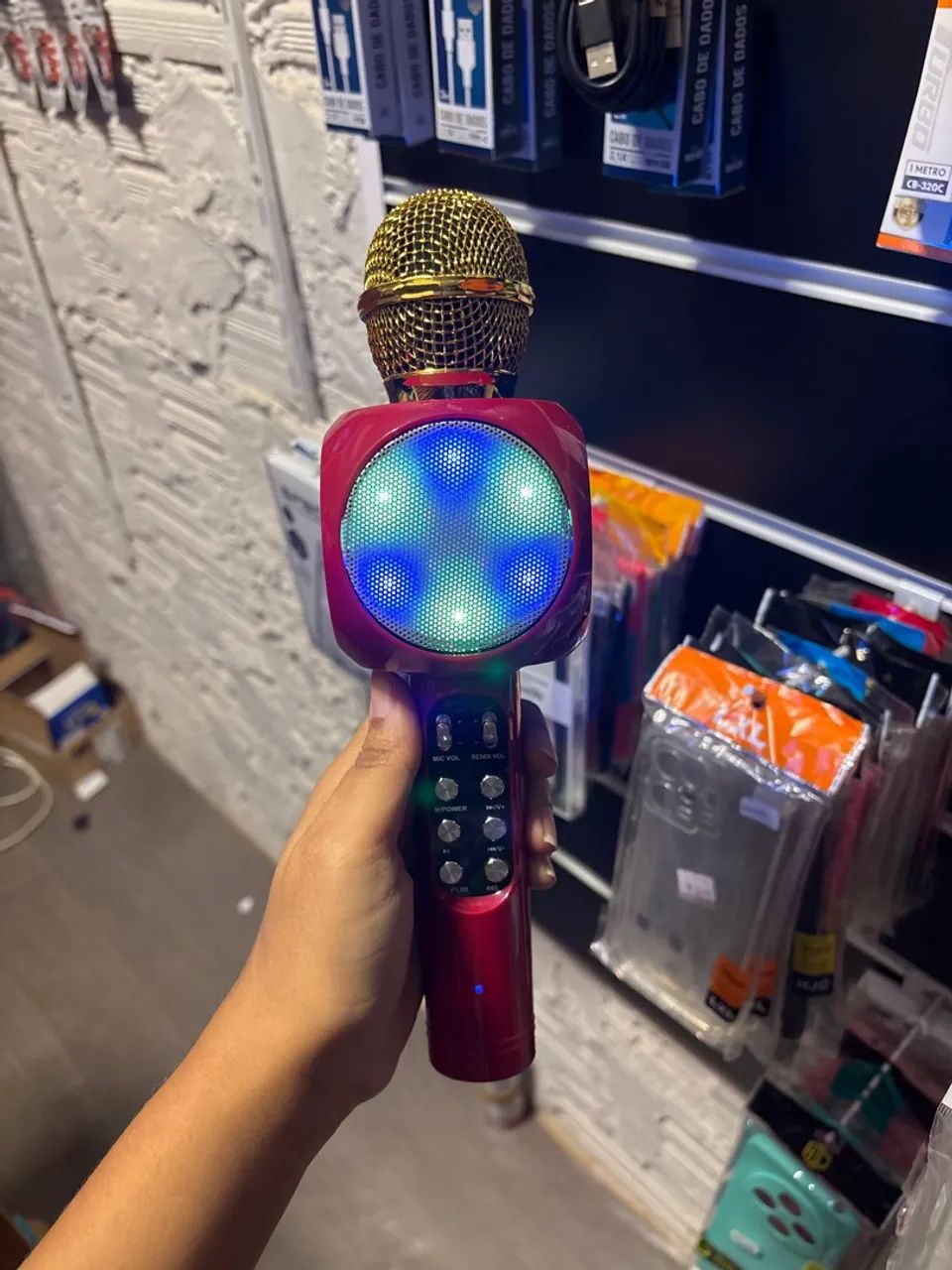 Microfone e caixa de som Bluetooth + Karaokê A-915 - Foto 3