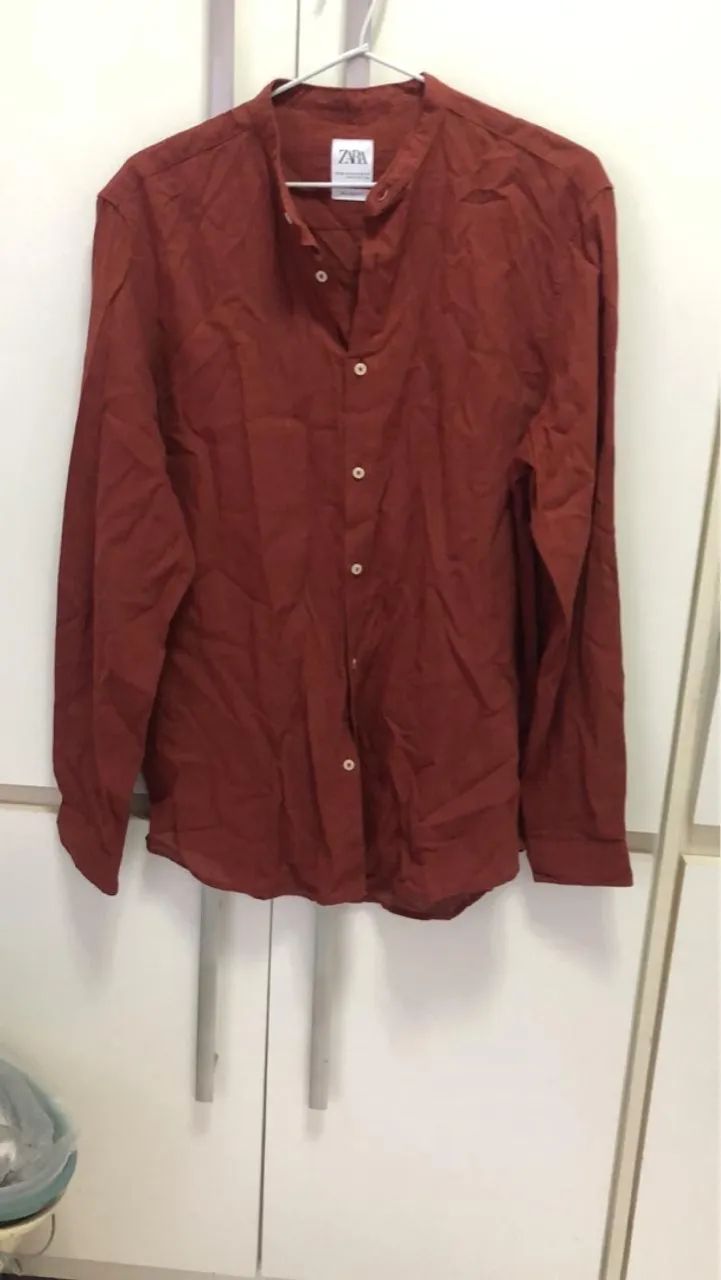 Camisa Manga Longa Vermelha Zara