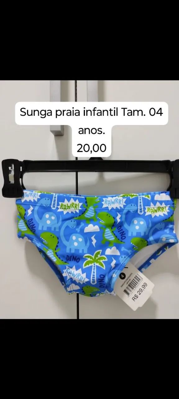 Sunga Infantil Dinossauros Tam. 4 Anos