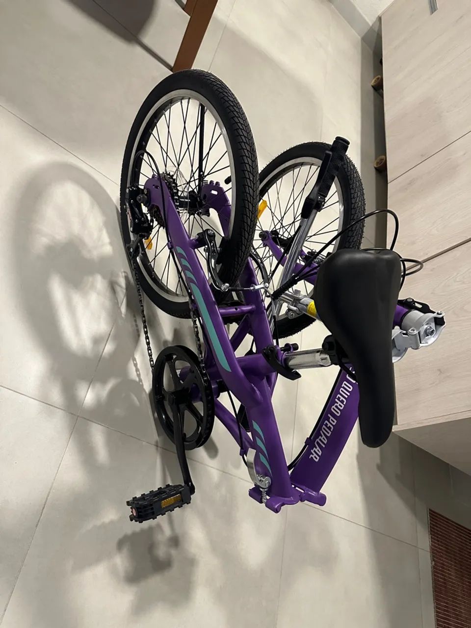 Bicicleta Dobrável Roxa Nu com Marcha - Foto 4