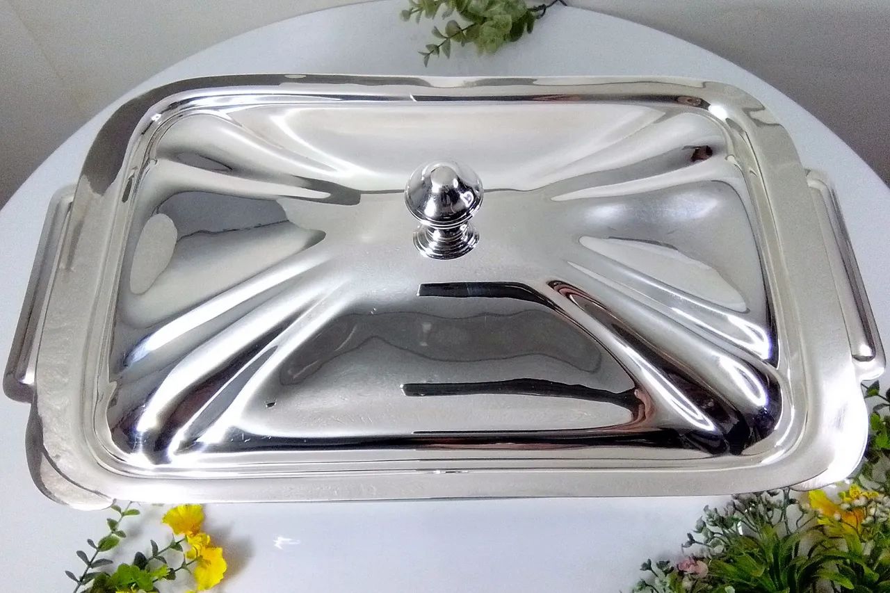 Luxuoso Réchaud Sheffield Plate Retangular - Foto 2