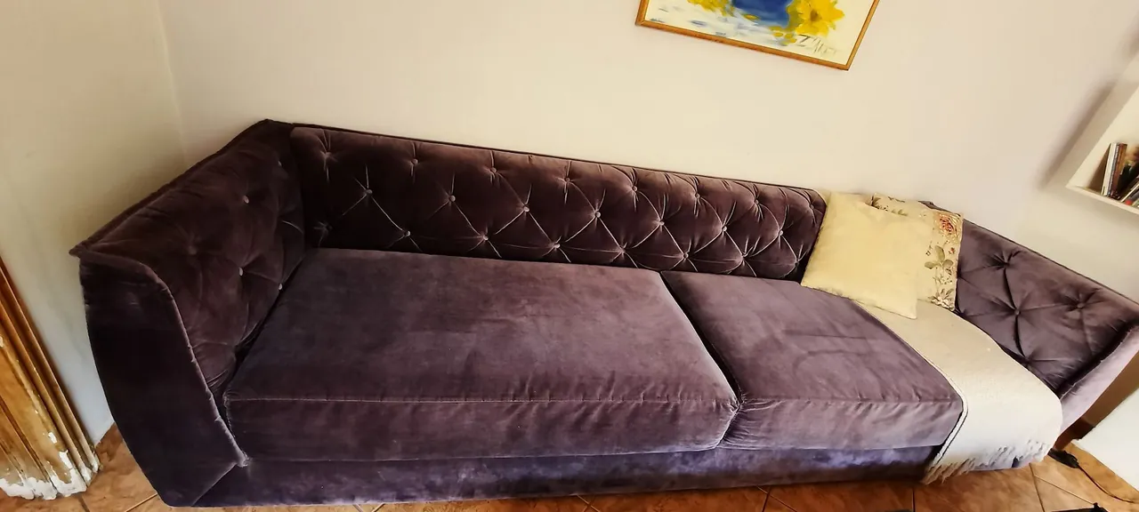 Sofá de Veludo Luxuoso 3 Lugares