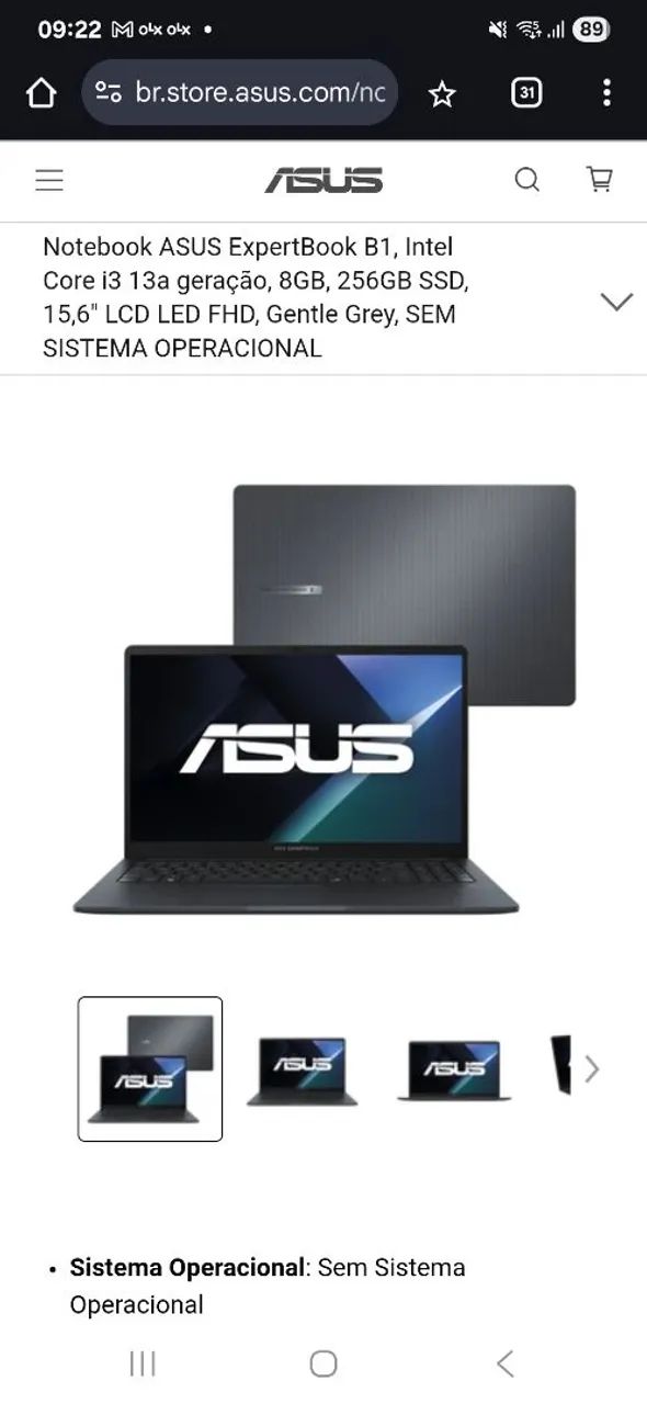Notebook ASUS LCD Full HD 15.6 8gb 256gb ssd 