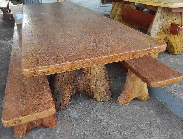 Mesas Artesanais rusticas em madeira pura 3mts - Foto 2