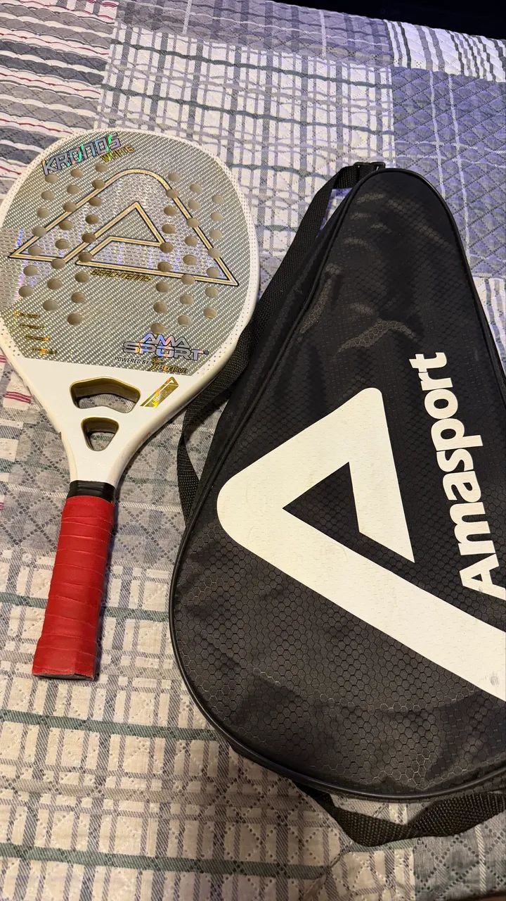 Raquete Carbono 3K AMA Sport Kronos White Beach Tennis - Esportes