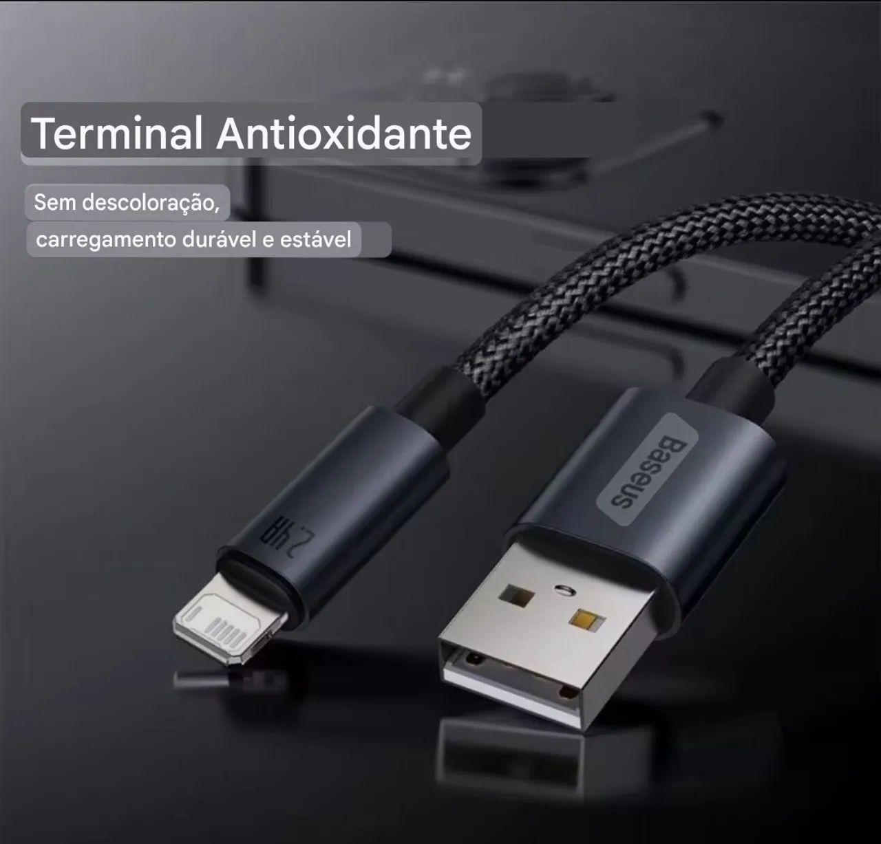 Cabo Lightning Baseus Original, 2.4A, alta velocidade, 1m (Novo) - Foto 4