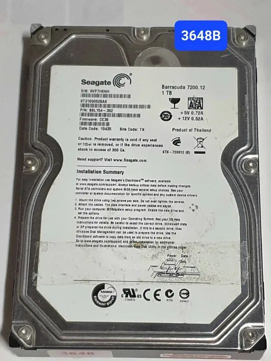 Placa 1 Tb St31000528as - Fw: Cc38 - Cod. 3648b