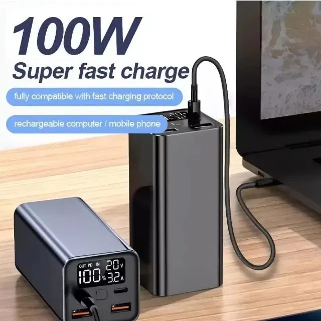 Carregador Portatil Super Rapido 20000mha Pd 100w Compatível Com Macbook, Ultrabook, Noteb - Foto 3