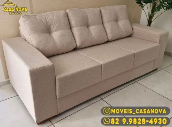 Sofá 3 Lugares no Linho Casanova Móveis