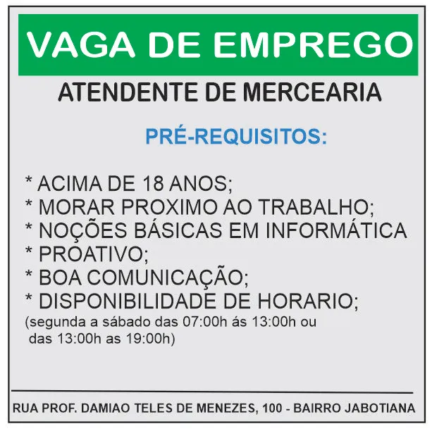 Vaga de Emprego