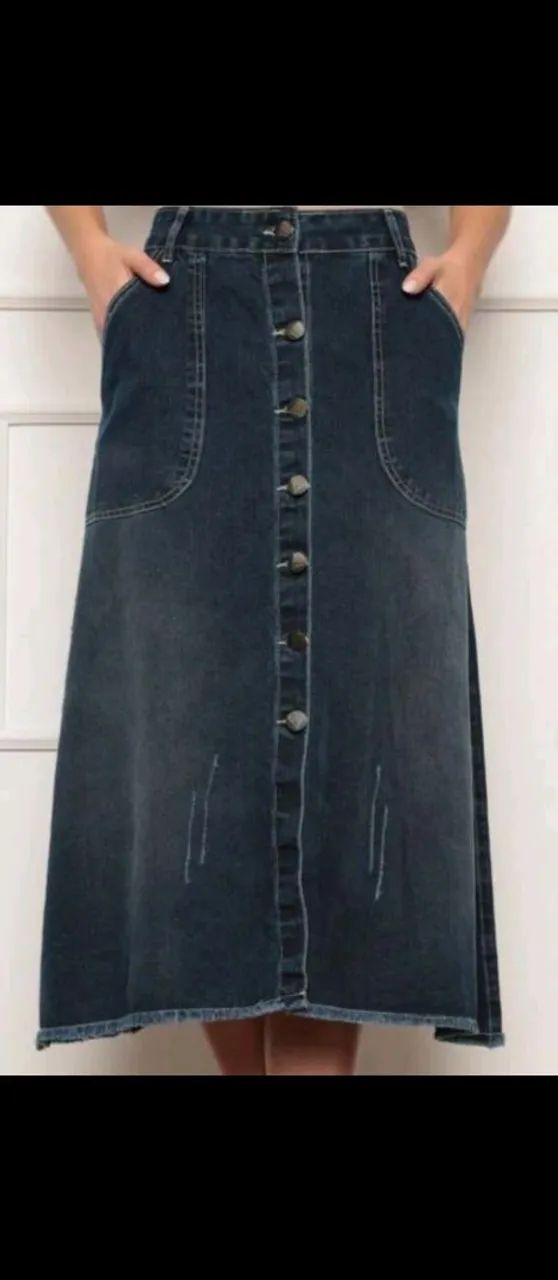 Saia jeans Midi do 40 ao 46