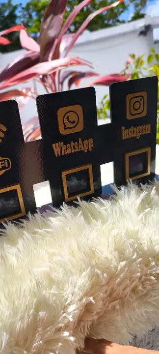 Placa PIX, Wi-Fi, Whatsapp e Instagram em MDF pintado personalizada  - Foto 4