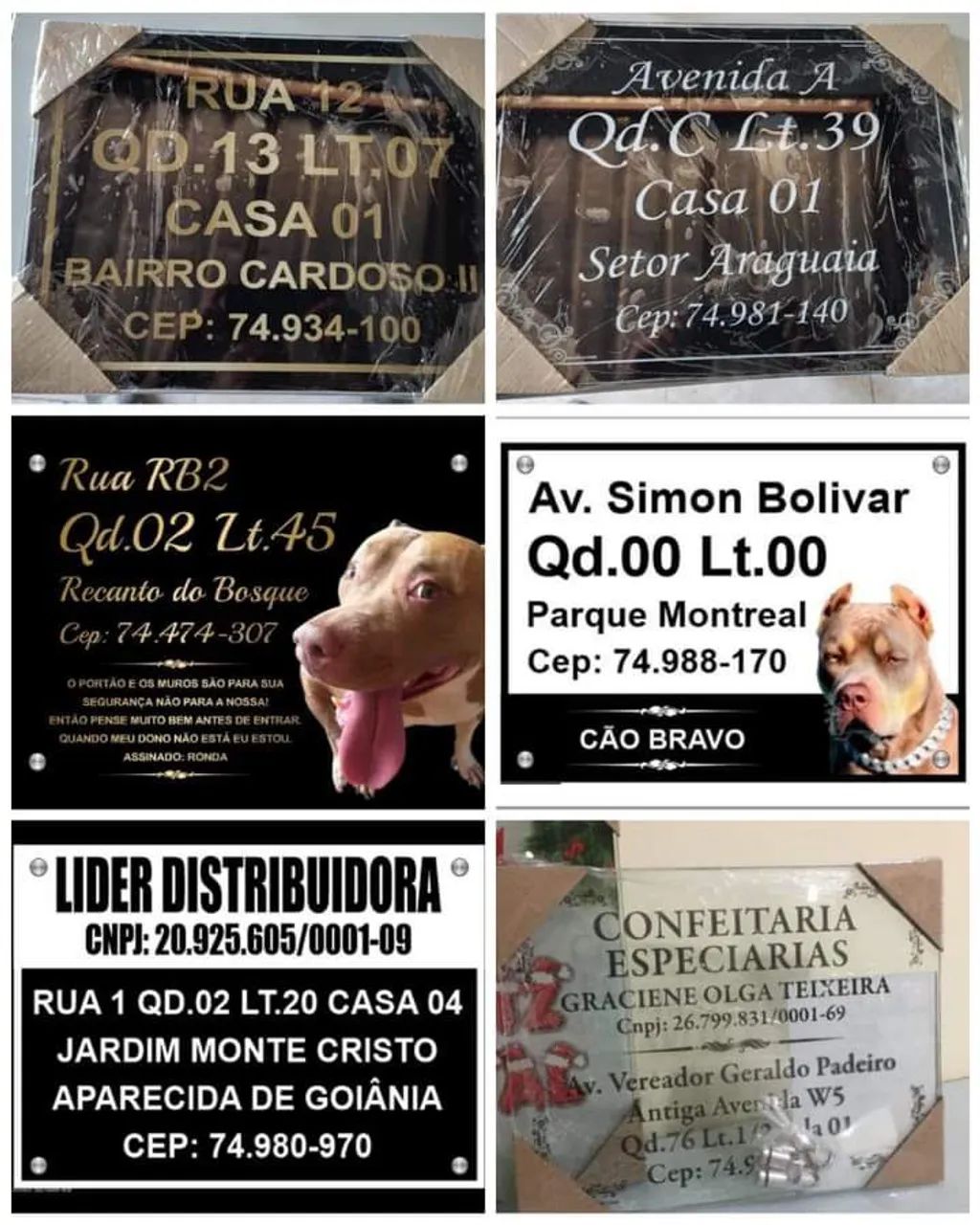 Placas de Endereço/comerciais 