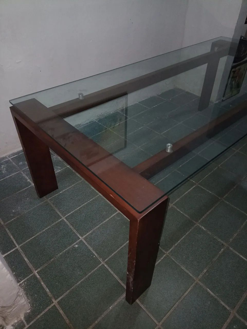 Mesa de Jantar de Vidro com Tampo de Madeira - Foto 3