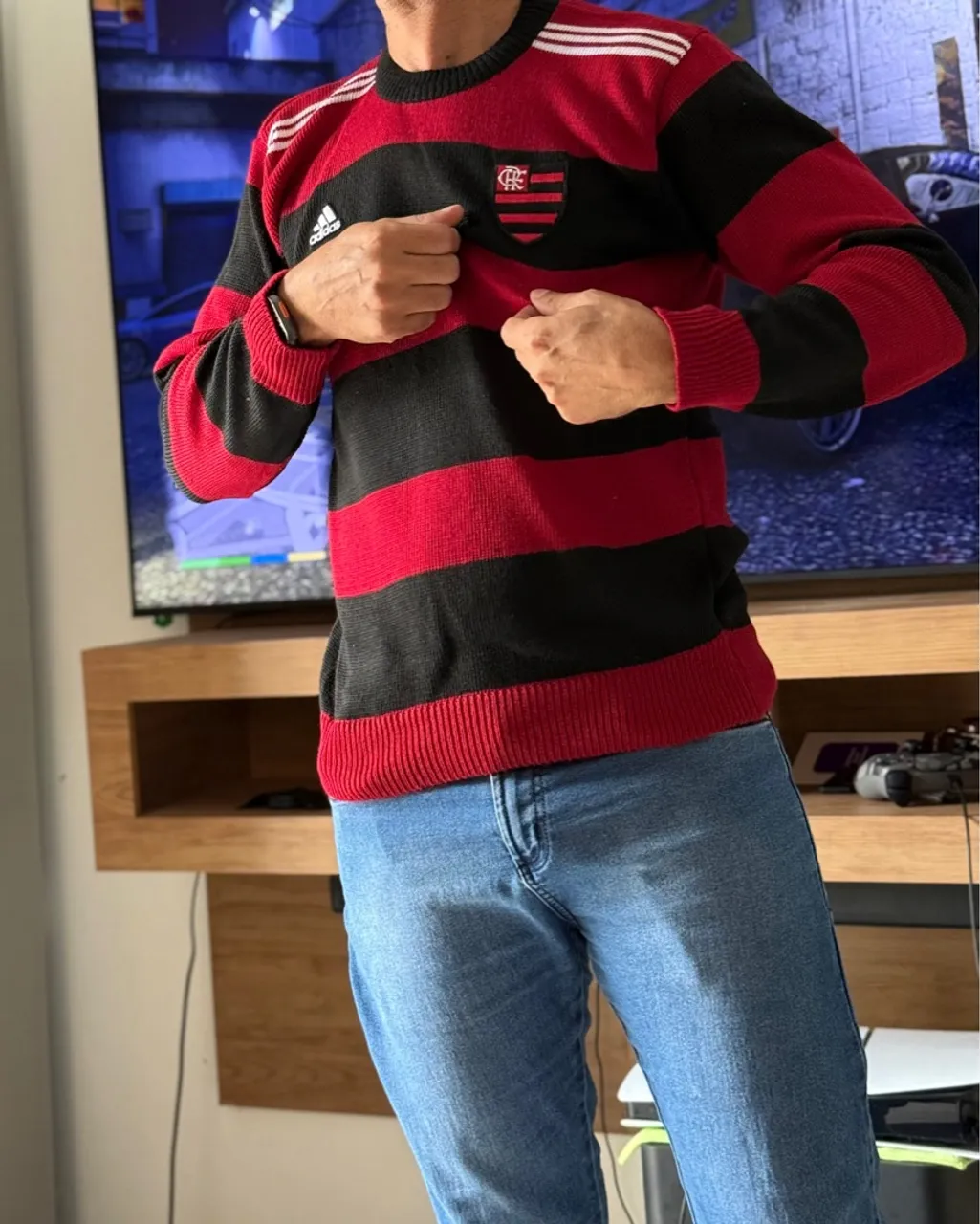Suéter Flamengo Adidas Listrado