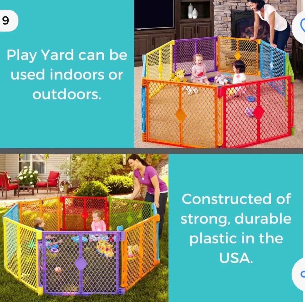 Cercadinho Play Yard Toddleroo Da North States Superyard Colorplay 8 Pa - Foto 4