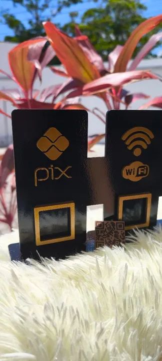 Placa PIX, Wi-Fi, Whatsapp e Instagram em MDF pintado personalizada  - Foto 2