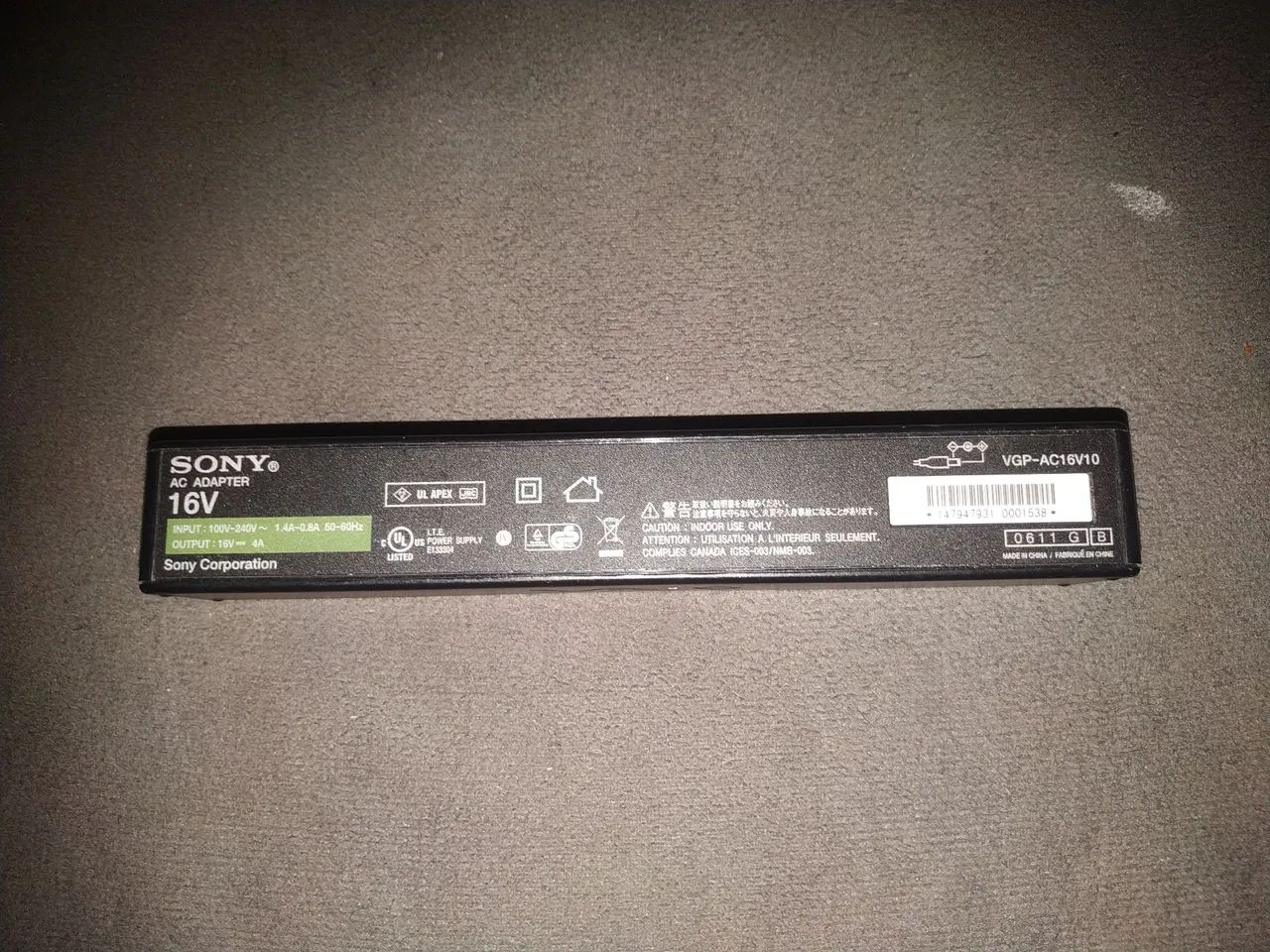Fonte de alimentação AC 16V Sony VGP-AC16V10