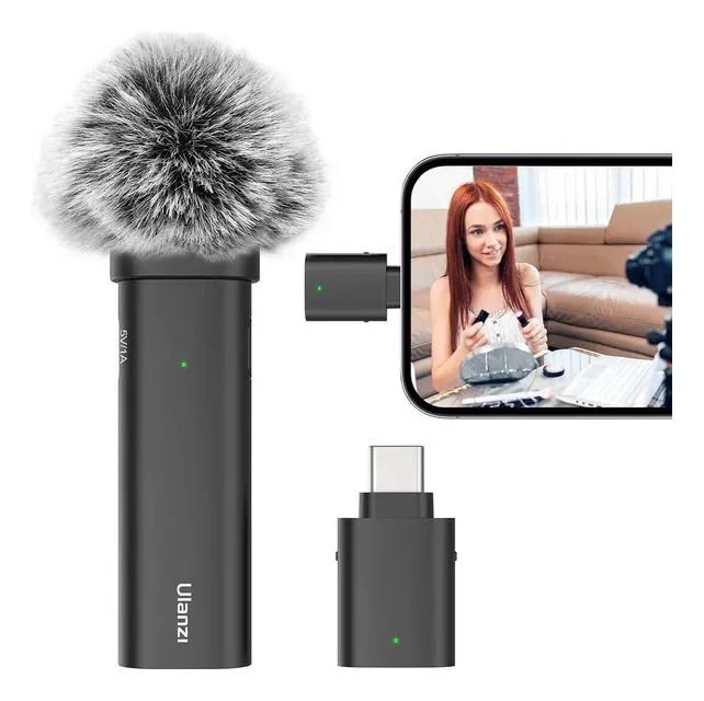 Microfone lapela Ulanzi wm10 para light e tipo c<br>