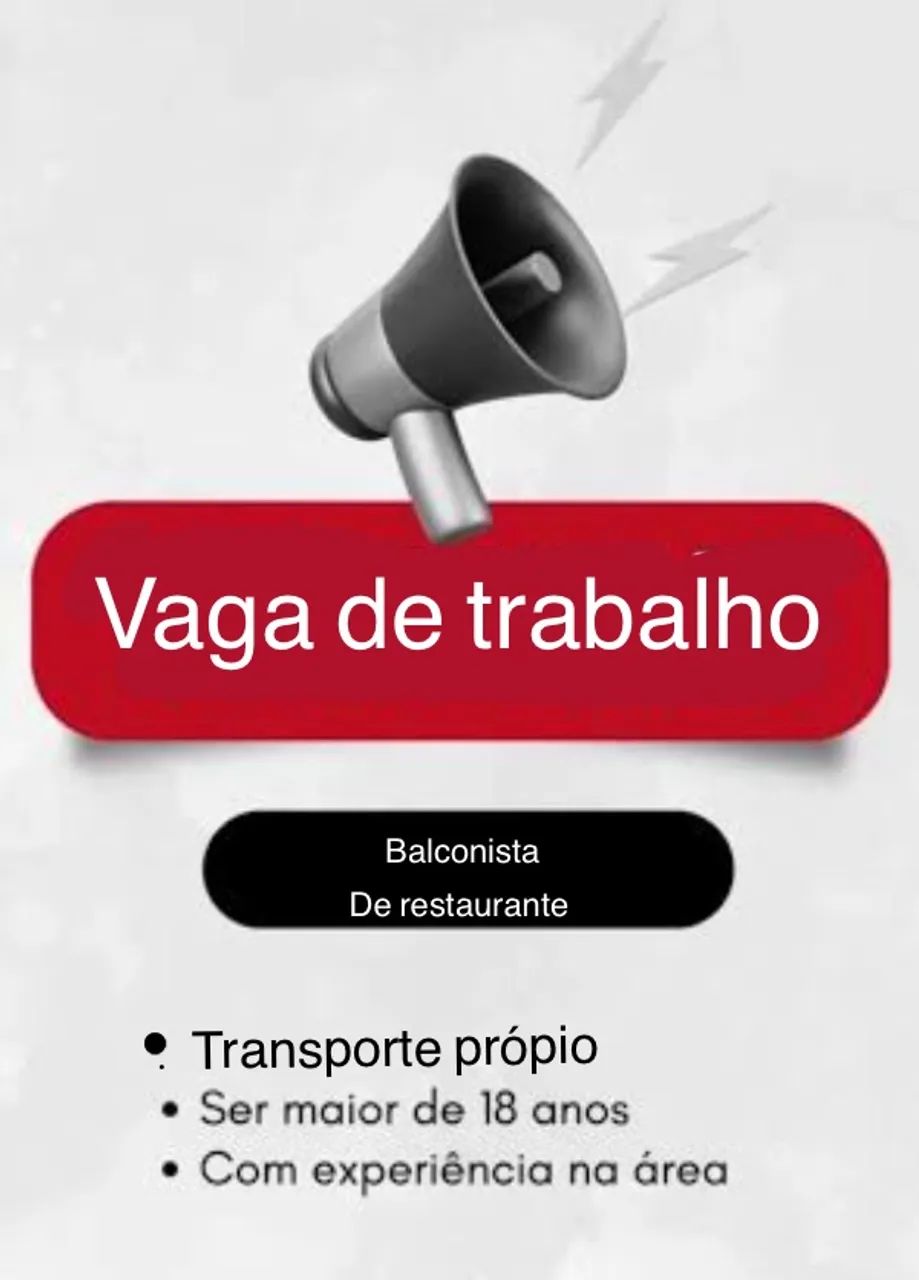 Vaga para bartender / balconista