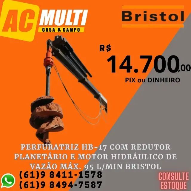 Perfuratriz HB-17 com Redutor Planetário e motor hidráulico de vazão máx. 95 l/min Bristol
