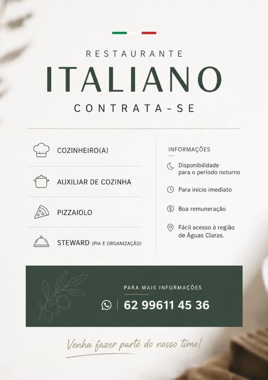 Vaga para restaurante