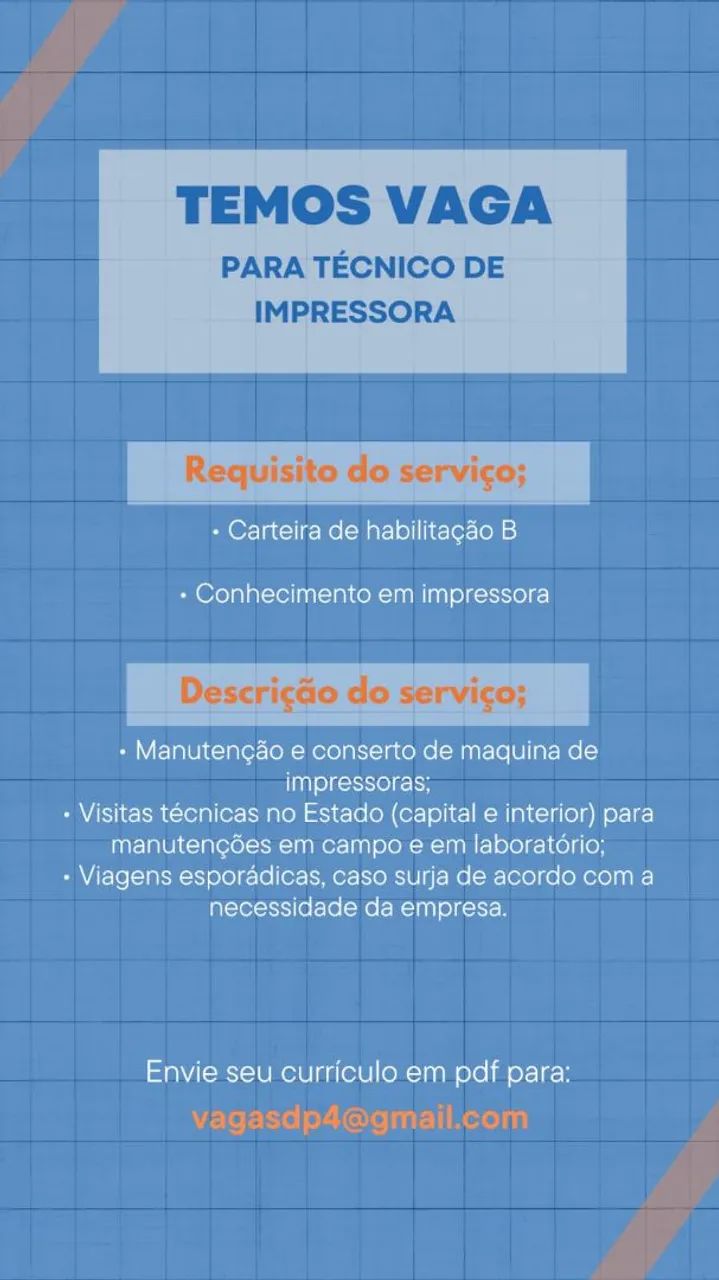 Vaga para Técnico de Impressora 