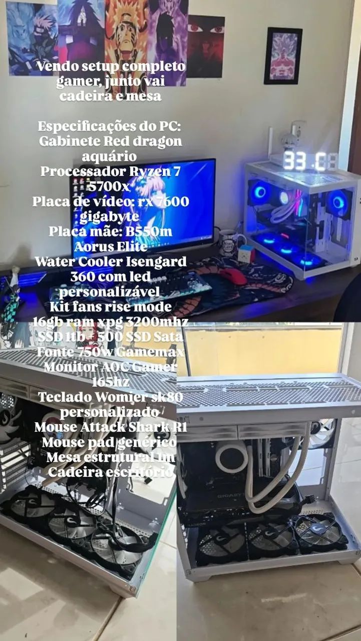 VENDO PC GAMER COMPLETO COM CADEIRA E MESA JUNTOS - Foto 4