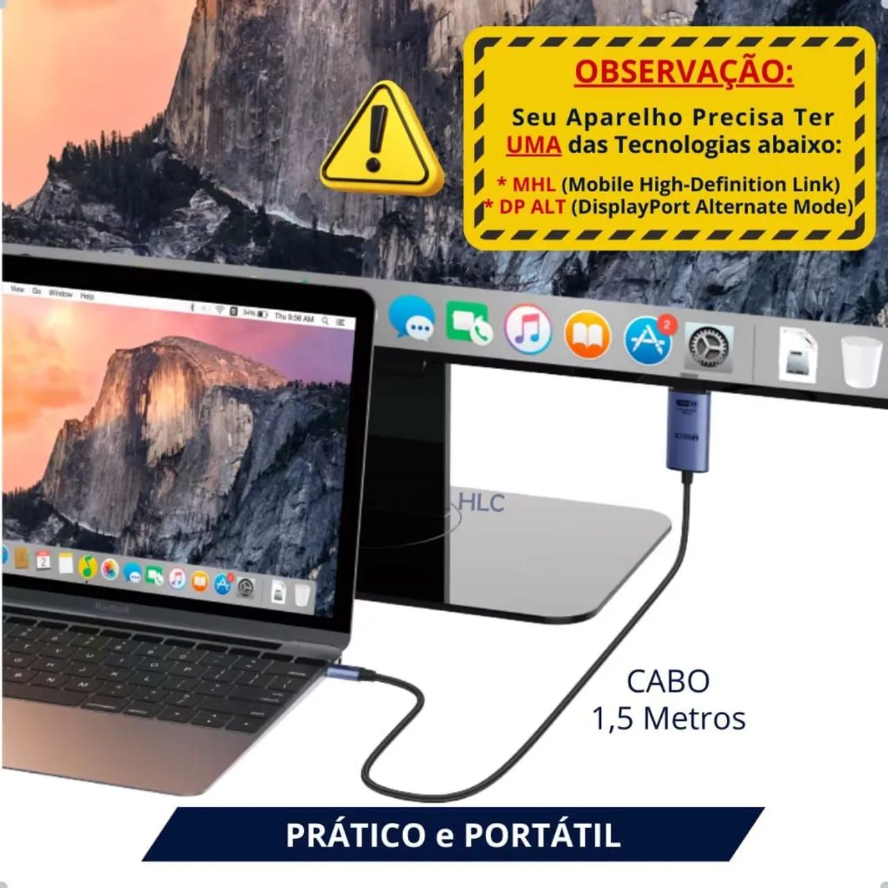 Adaptador Tipo C x HDMI - 4K 60hz 1,5m - Foto 3