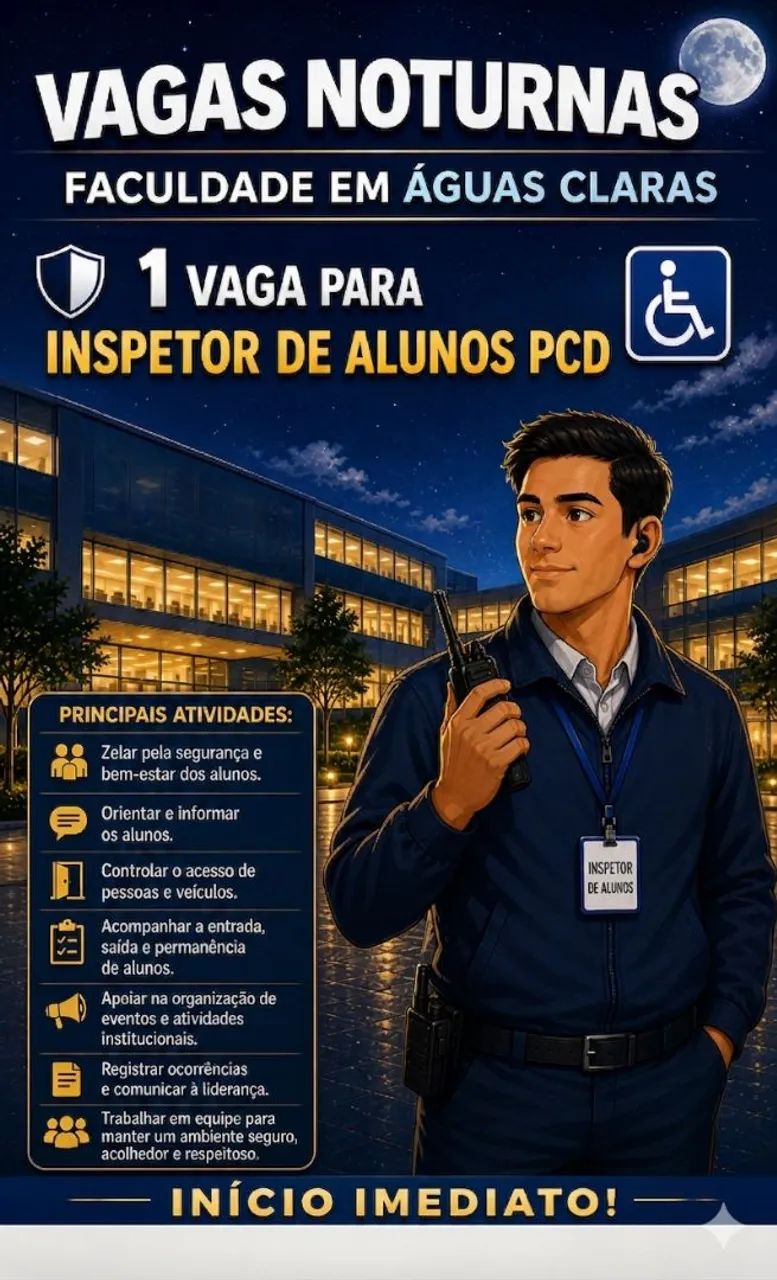 Vaga de inspetor de alunos PCD