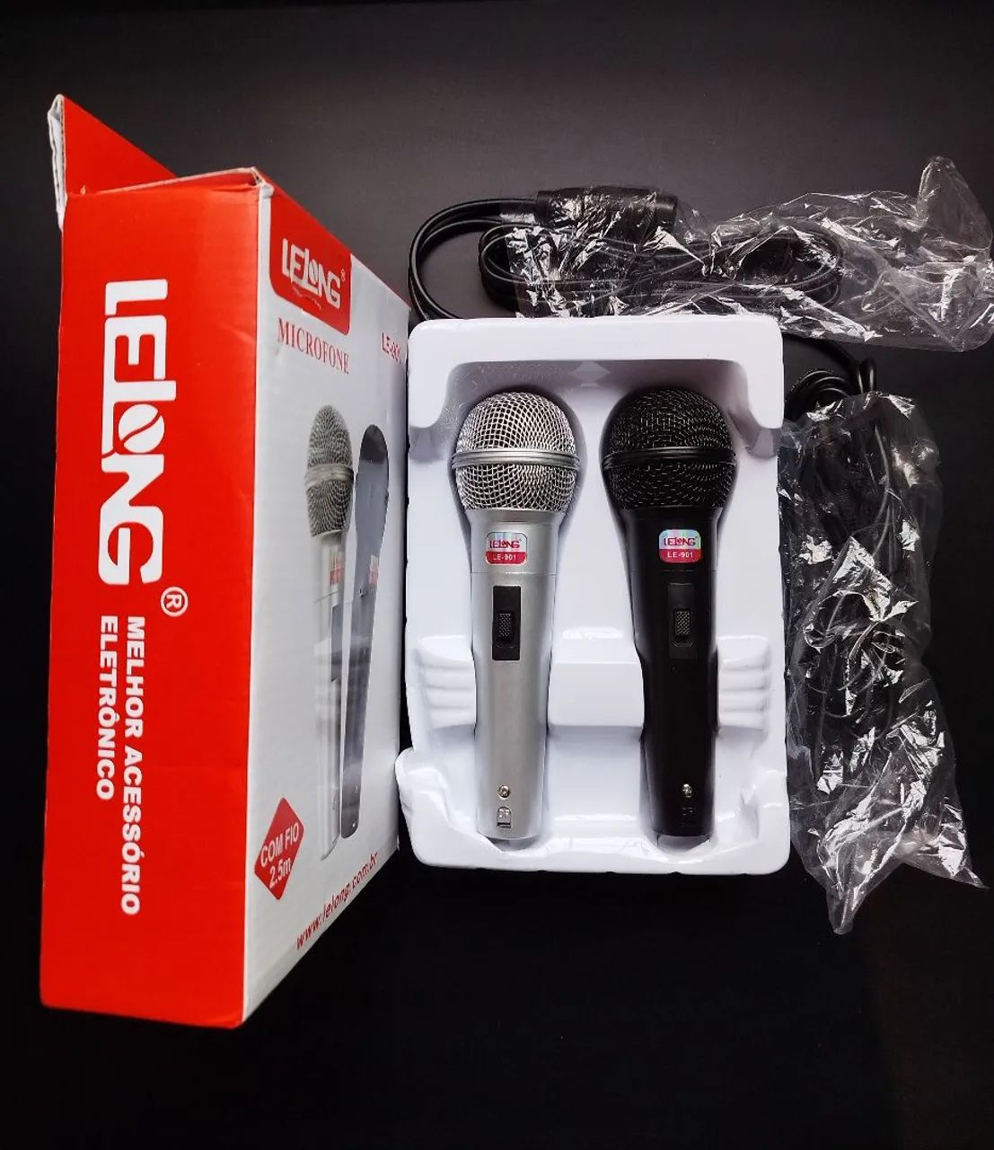 Kit 2 microfones com fio