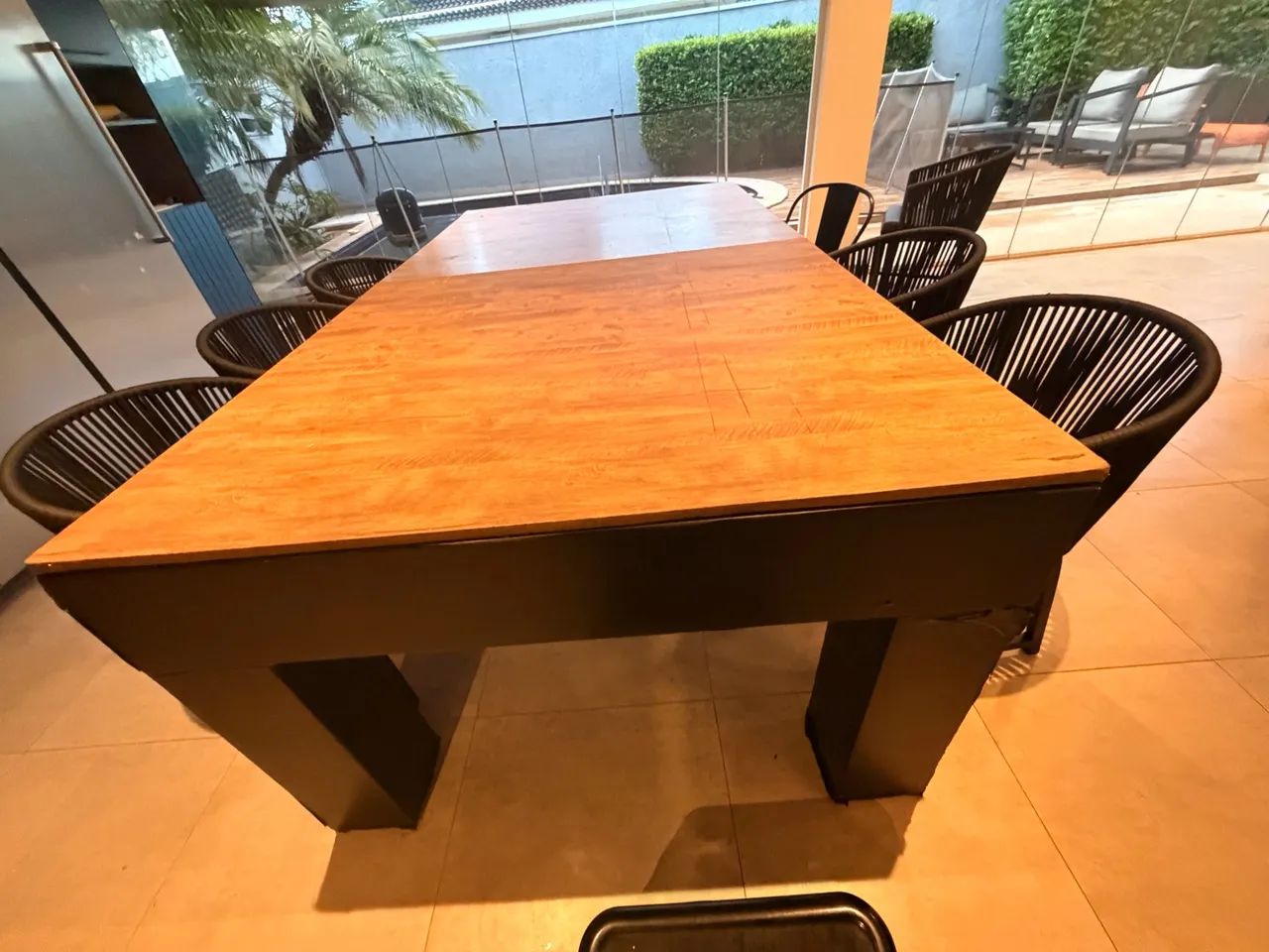 Mesa de sinuca e jantar 220x120 tampo em pedra