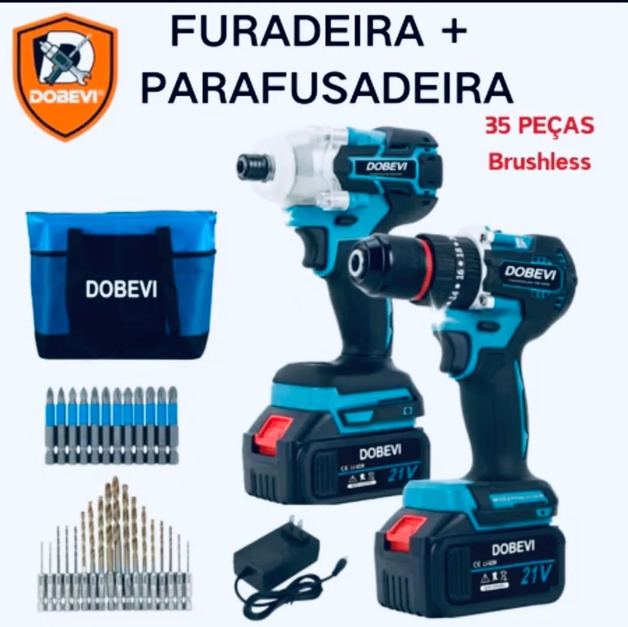 Kit parafusadeira chave impacto DOBEVI+36 acessórios  - Foto 4