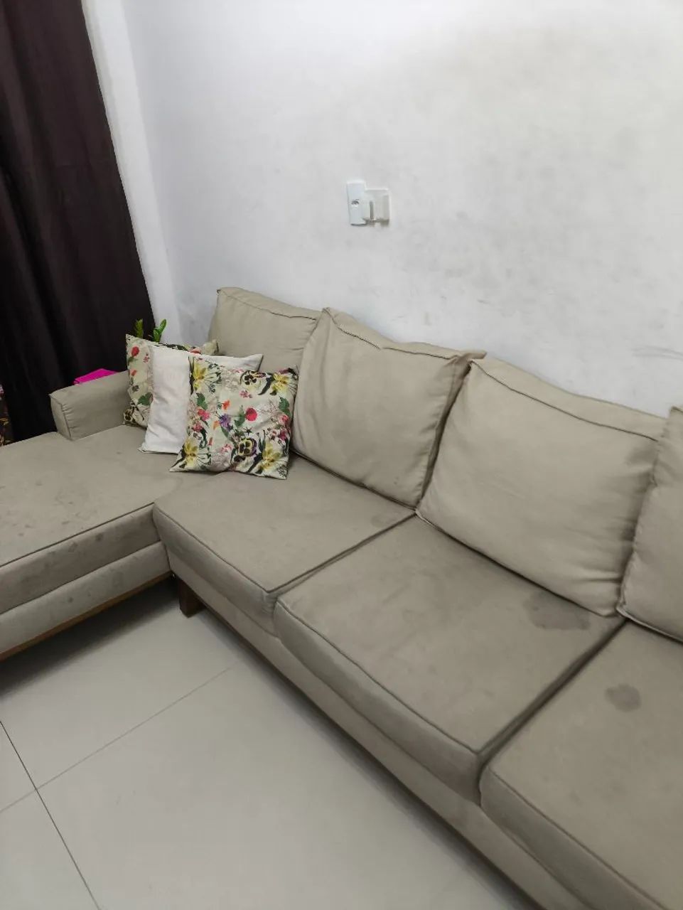 Sofa Retro Moderno Chaise Canto Linho 4 Lugares  - Foto 4