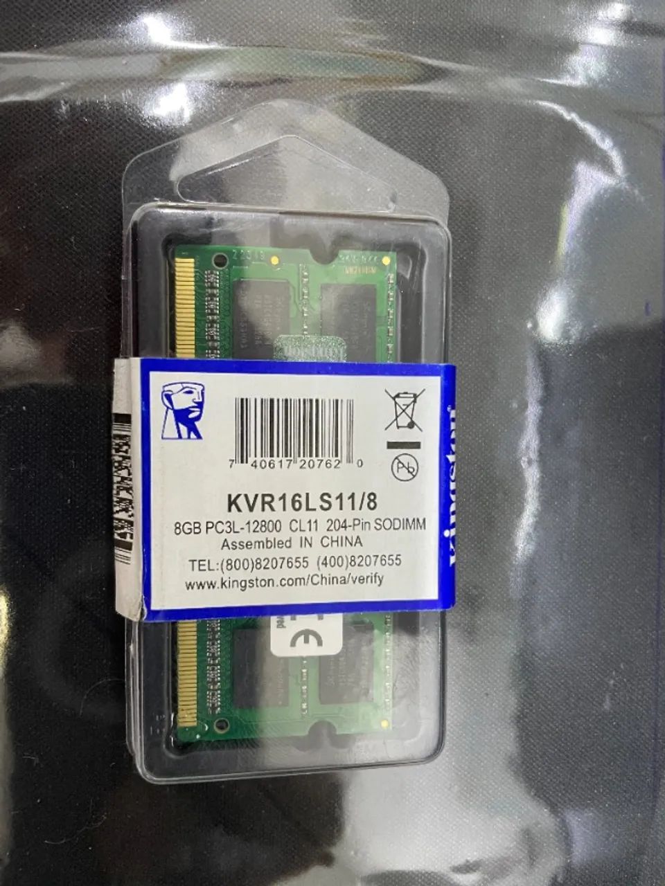 Memória 8GB Kingston Ddr3 1600mhz Kvr16ls11/8 - Notebook