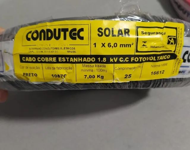 Cabo Solar Condutec Cabo Fotovoltaico 1x6mm 25m