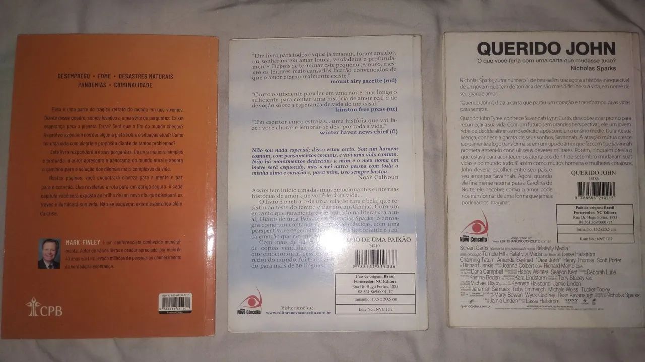 Livro Esperança, Querido JHON e Diário de uma Paixão. - Foto 2