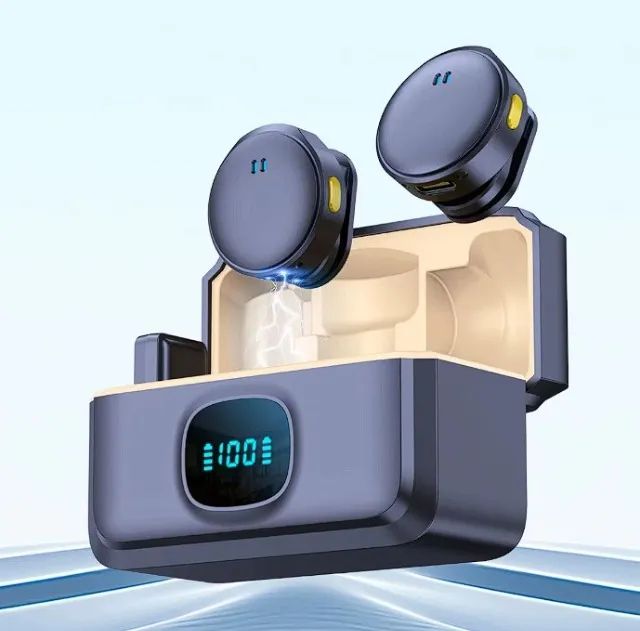 Microfone Lapela Sem Fio Magnético Q8 Para Celular USB-C - Foto 3