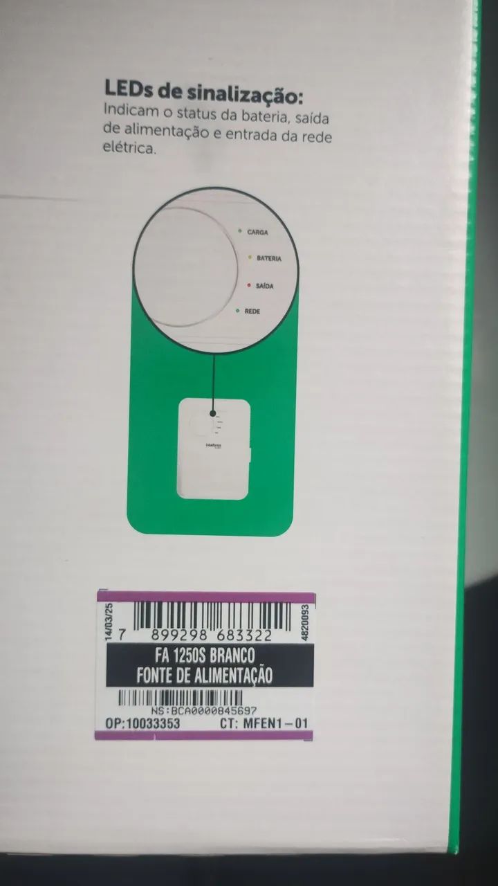 FONTE DE ALIMENTAÇÃO ININTERRUPTA 5A FA 1250S - INTELBRAS<br>CÓDIGO: 4820093 - Foto 2