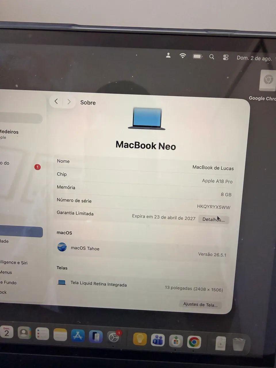 Macbook Neo 8GB 256gb Excelente Estado - Foto 4