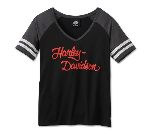 Camisa Feminina Harley-Davidson Script Font Raglan - ORIGINAL